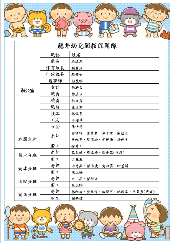 龍井幼兒園教保團隊